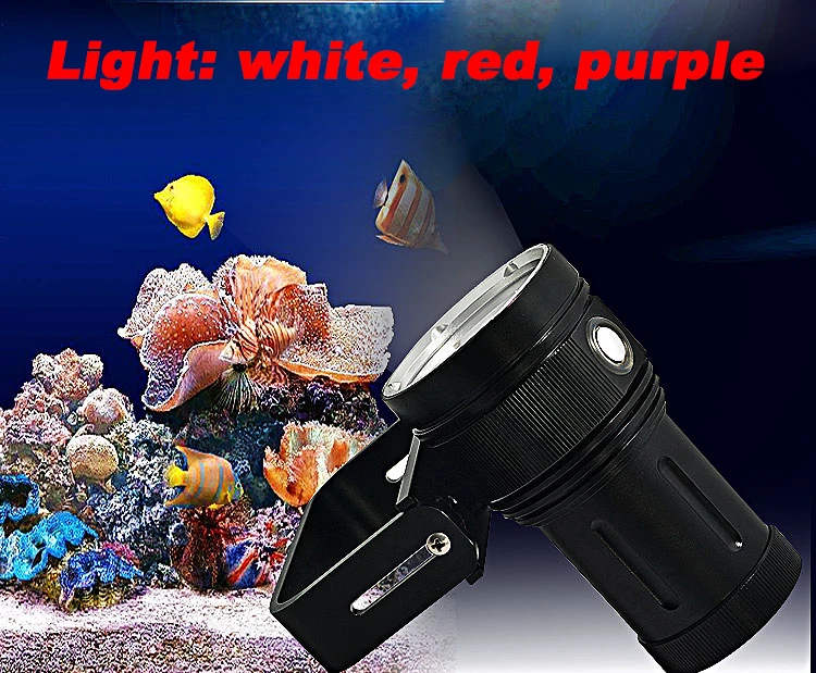 

2 in 1 30000 LM 10*L2 Diving Flashlight 500 meters Underwater Diving Torch Waterproof Flashlight with Battery Charger
