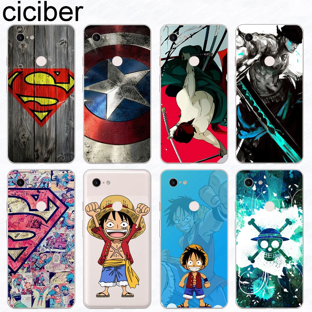 

ciciber Marvel One Piece Funda for Google Pixel 3 2 XL Soft Silicone TPU Phone Case Cover for Pixel 3XL 2XL Coque Capa Capinha