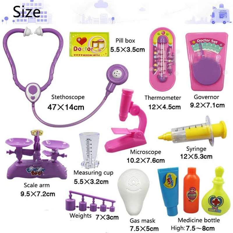 Goede 30 stks set Creative Arts Medische Play Set Pretend Carry Case Geneeskunde Doos Kinderen Onderwijs Rollenspel Speelgoed TF0011