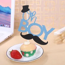 1 шт. синий блеск усы Oh Boy маленький человек торт Топпер мальчик День рождения душа ребенка украшения торта DIY Кекс Бумага топпер