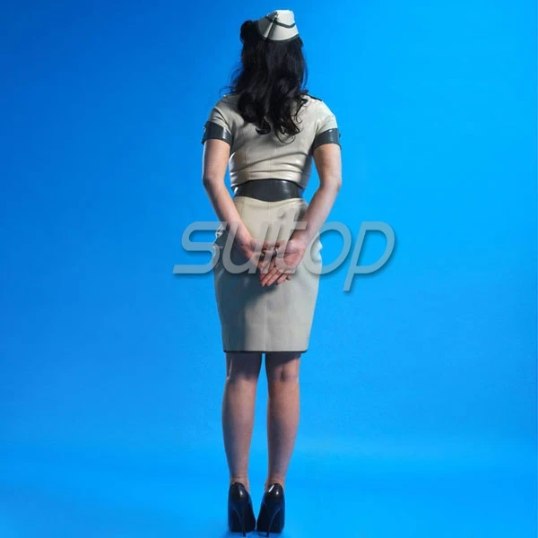 SUITOP модная резиновая латексная одежда для взрослых латексные платья Военная униформа