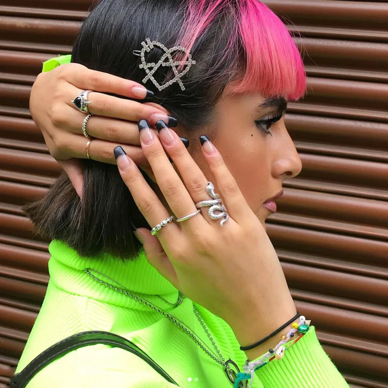 

Ins Hot Heart Shape Shiny Rhinestones Hair Clips Girls Harajuku Cool Fashion Crystal Hair Clips & Pins Chic Sweet Headwear Women