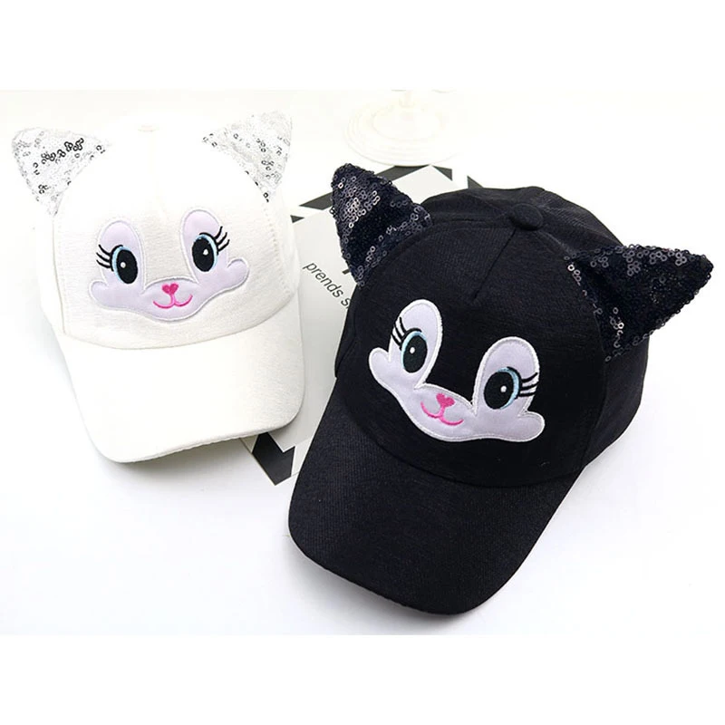 Детская шляпа мультфильм ребенок Корейский кошачьи уши хлопок бейсболки Весна Лето мальчик солнечные шляпы девушки шапочки дети фотографии реквизит