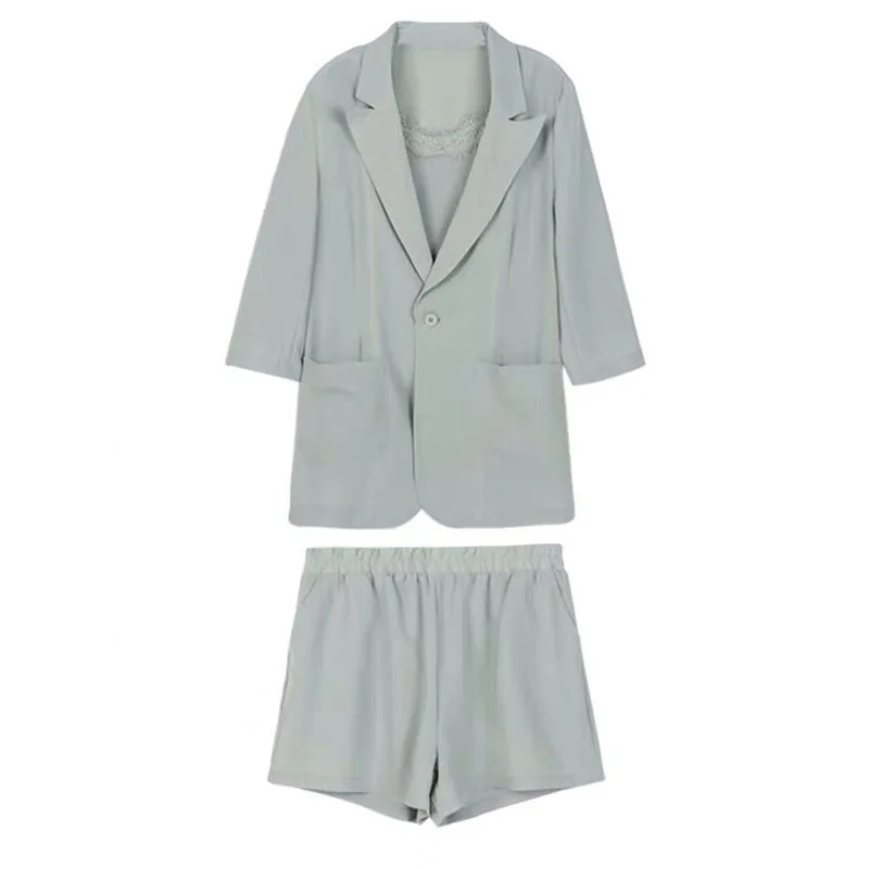 Women's suit suit jacket 2019 summer new thin strap fashion single buckle small suit popular shorts three-piece suit