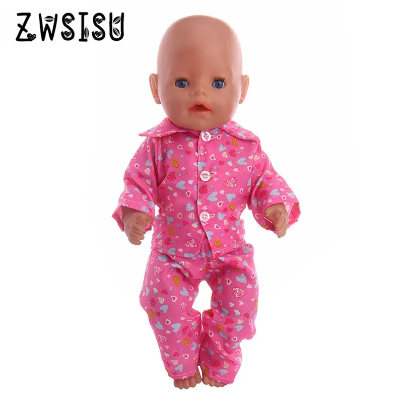 

The 2018 new pink pajamas for 18 inches American doll and 43 cm baby doll are the best gift for children's birthday n1246