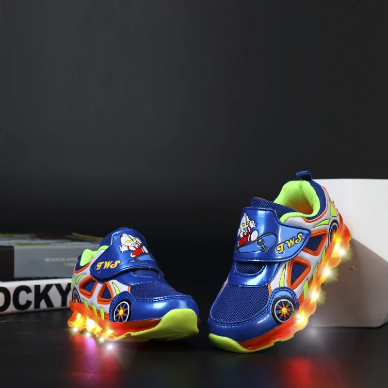 LoadingFunds Детские кроссовки со светодиодной подсветкой блеск автомобиля для