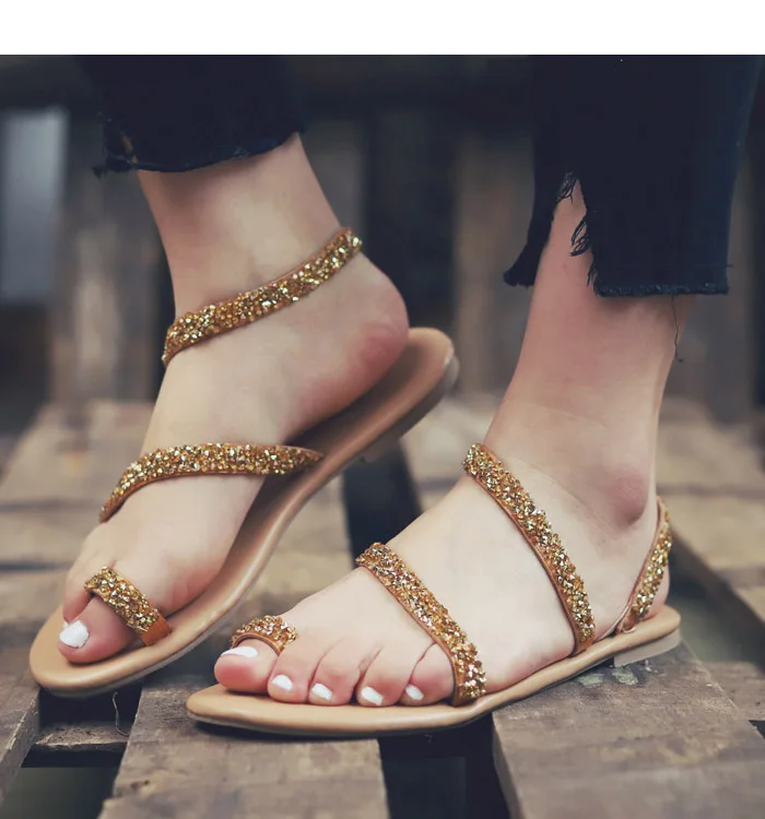 Нан джиу MOUNTAIN летние Босоножки женские со стразами в римском стиле Для женщин обувь плюс размеры 35–43