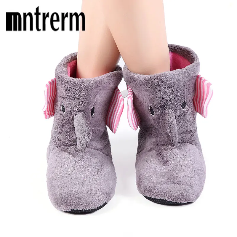 

Mntrerm 2022 Winter Warm Indoor Slippers Cute Elephant Cartoon Animals Slippers For Women Flannel Home Slippers Send family gift