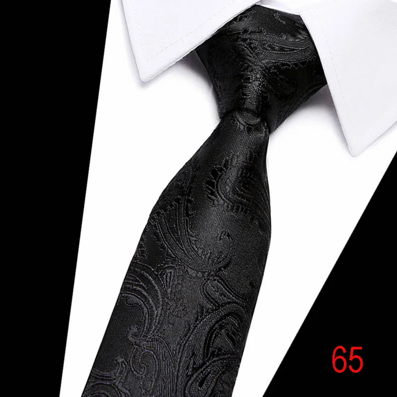 Высокое качество галстук для Для мужчин s 7,5 см Шелковый Галстук Пейсли Gravatas Corbatas Для мужчин модные Pajaritas галстук Ascot Темно-синие коричневый галстук - Цвет: 65