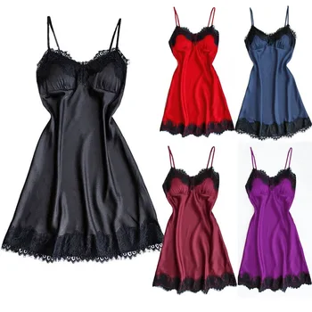 

Sexy Women Extreme Temptation Lace Side Straps Nightdress Optional Underwear Sexy V-neck Lingerie Night Dress Sleeveless Ladies