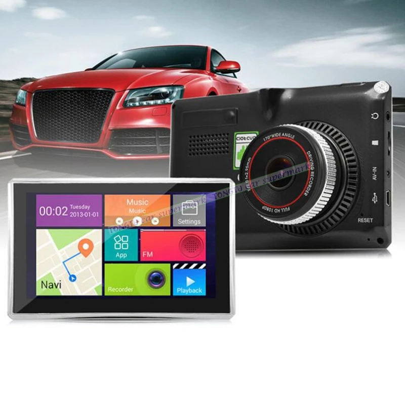 

5" Wifi Car Camera Dual Cameras DVR Len Android Car GPS Navigation Video Recorder With Night Vision Rear view Camera