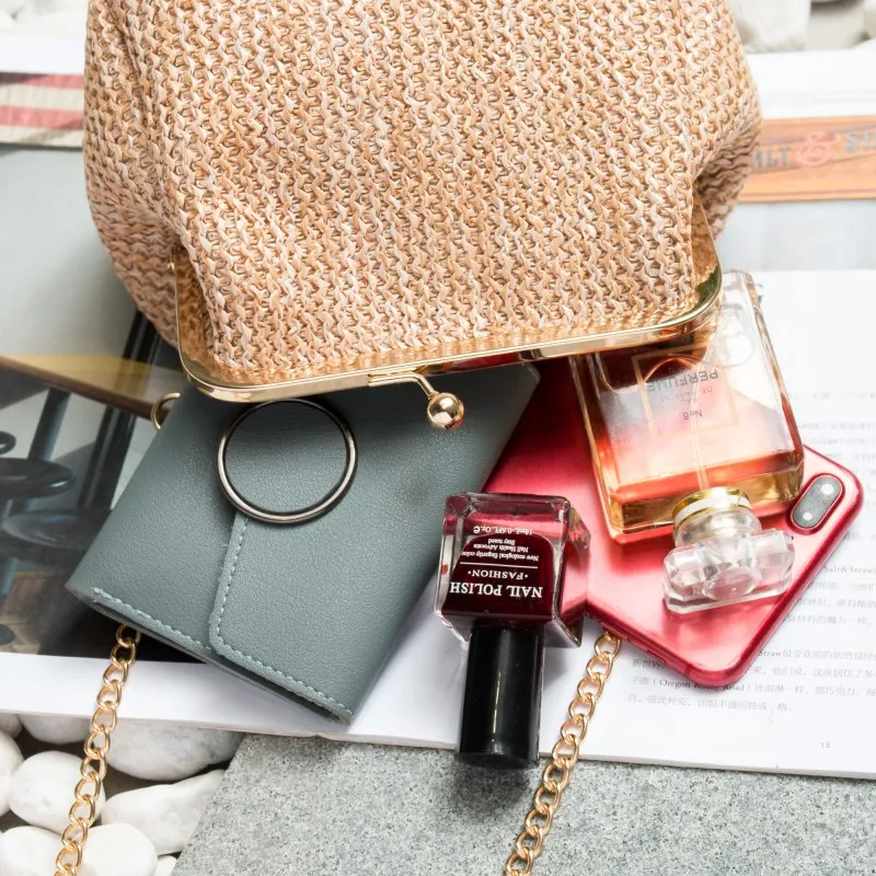 LilyHood القش قبلة قفل حقيبة كتف سيدة خمر حك الروطان الصيف سلسلة الهاتف المحمول الصغيرة Crossbody حقيبة للنساء محفظة LilyHood القش قبلة قفل حقيبة كتف سيدة خمر حك الروطان الصيف سلسلة الهاتف المحمول الصغيرة Crossbody حقيبة للنساء محفظة