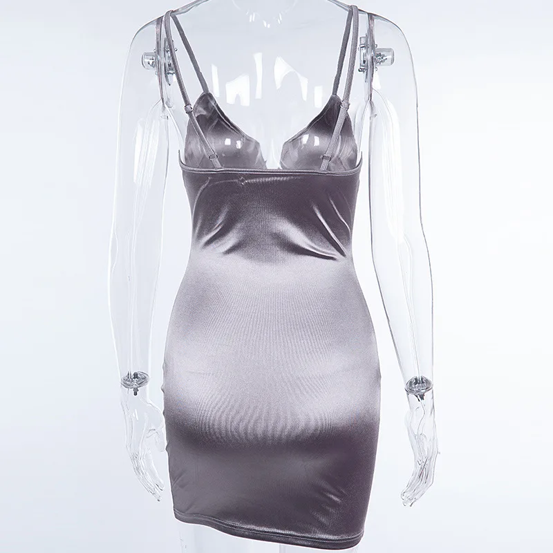 Gwirpte женское сексуальное платье с v-образным вырезом, шелковистые атласные платья без рукавов, с низким вырезом на спине, Бандажное платье для женщин