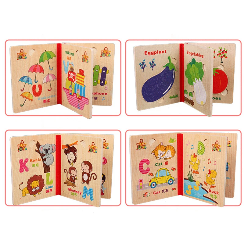 Montessori Toys Educational Wooden Toys for Children Early Learning 3D Cartoon Puzzles Six Pages Intelligence Teaching Aids Montessori Toys Educational Wooden Toys for Children Early Learning 3D Cartoon Puzzles Six Pages Intelligence Teaching Aids