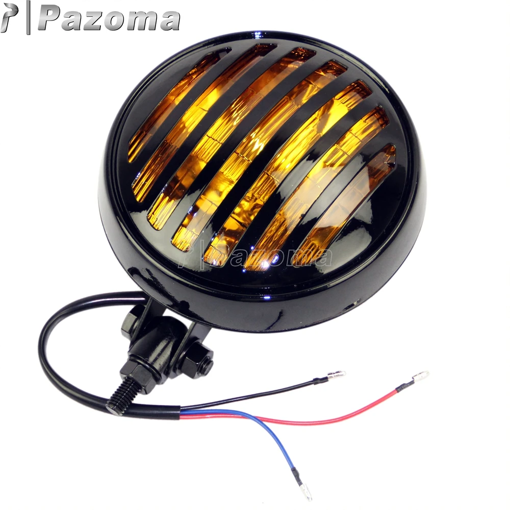 

5.75" Black Motorcycles Vintage Grill Cover Head Light Motor Bike Headlight Front Lighting for Harley Chopper Retro Cafe Racer
