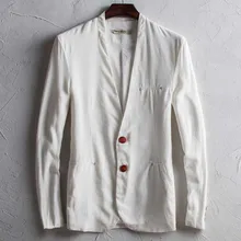 Демисезонный Мода хлопок белье Блейзер Для мужчин Повседневное льняной костюм куртка Slim Fit пальто кардиган мужской одежды