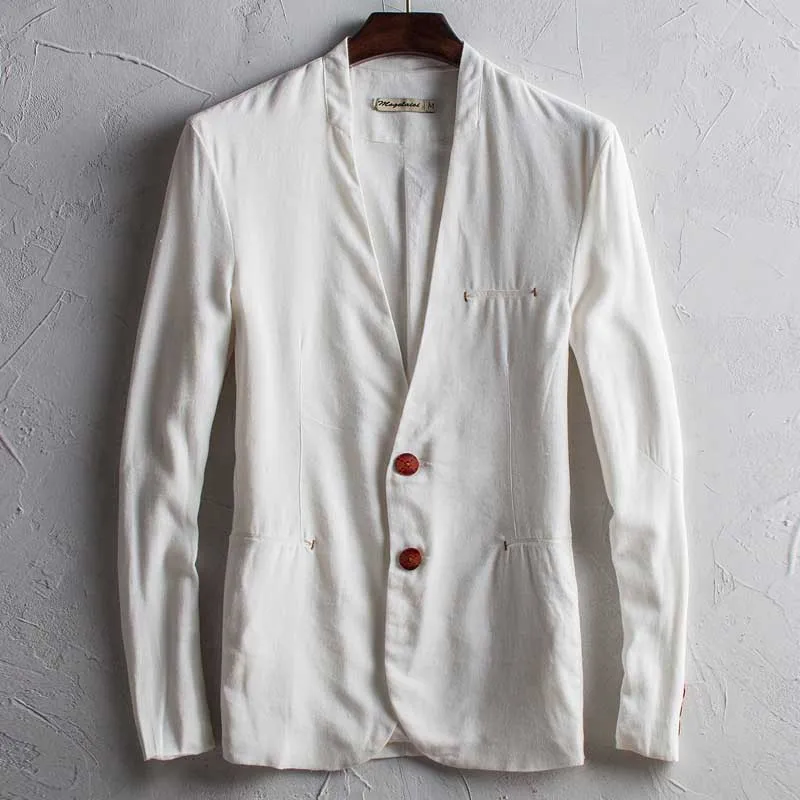 Spring Autumn Fashion Cotton Linen Blazer Men Casual Linen Suit Jacket ...