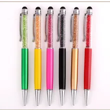 30 шт./партия Лидер продаж, кристалл металлическая шариковая ручка. Металлический мобильный стилус