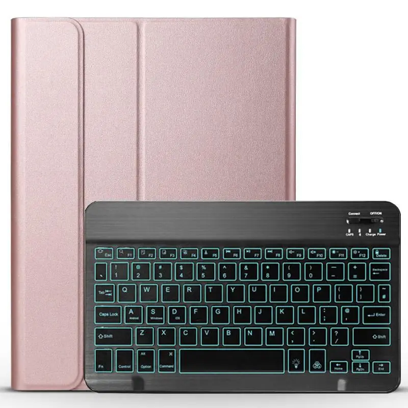 Тонкий беспроводной Съемный Bluetooth клавиатура чехол для Apple iPad Air 1 2 Pro 9,7 5 6 iPad 9,7 A1822 A1893 - Цвет: Rose Gold with Black