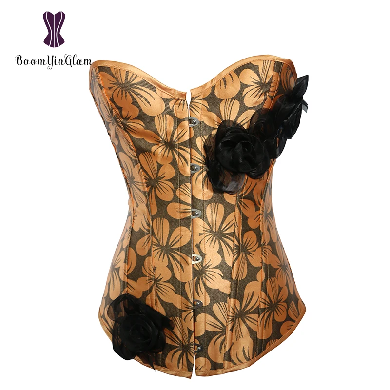 

Free shipping plus size xxl women corselet waist trainer wedding costume bustier Leaf floral corset for wedding Gorset Sexy 825