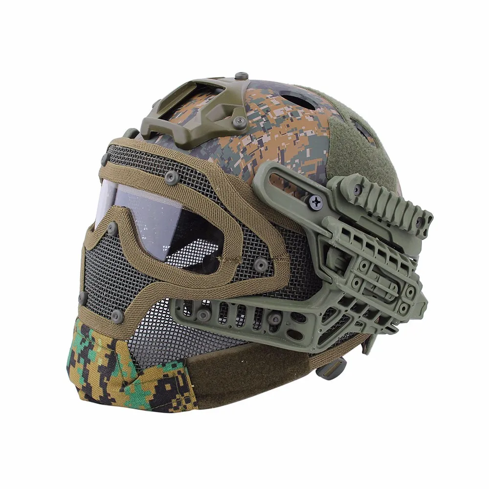 

Tactical PJ Military Helmet G4 System Fullface With Protective Goggle and Mesh Face Mask Airsoft Helmets for War Game