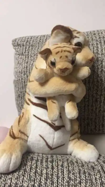 cute simulation mother and child tiger plush toy enlightenment cute  tiger baby doll photo props kids gift deco 48cm 19inch DY50673 (3)