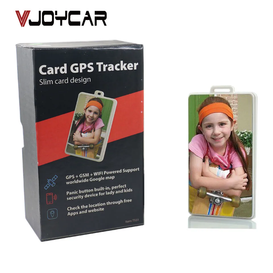 

VJOYCAR ID Card Mini GPS Tracker For Kids Children Elder SOS GPRS GSM SMS Locator FREE Tracking Device Software