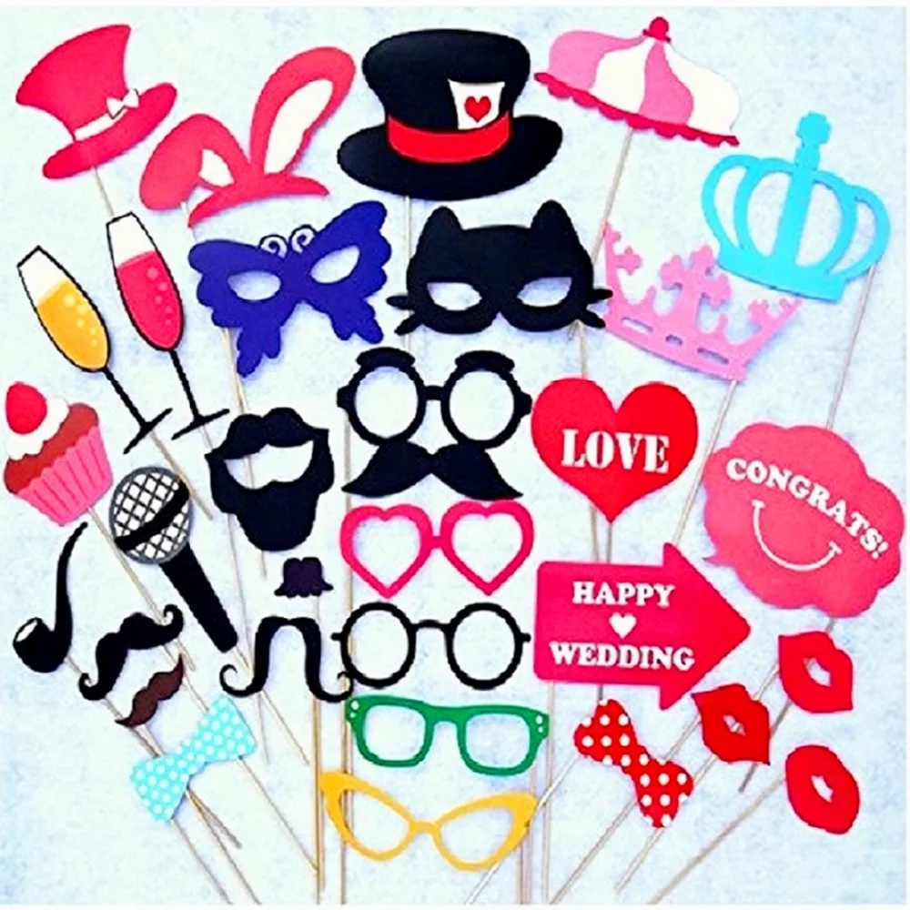 

Photo Booth Props Party Wedding Decorations 34PCS CatGlass Supplies Mask Mustache for Fun Favor photobooth brithday party favors