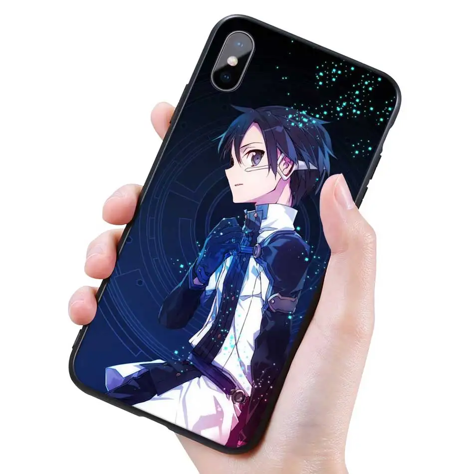 Силиконовый черный чехол для iPhone 11 Pro XR X XS MAX 7 8 6 6S Plus 5 5S SE 5C 7Plus 8Plus Phone Sword Art Online SAO аниме - Цвет: 011