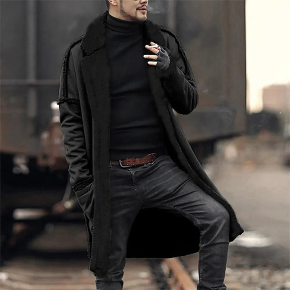 Модные мужские свободные теплые плюшевые длинные пушистые двухсторонние пальто Топы jaqueta masculina chalecos para hombre#4D05# F