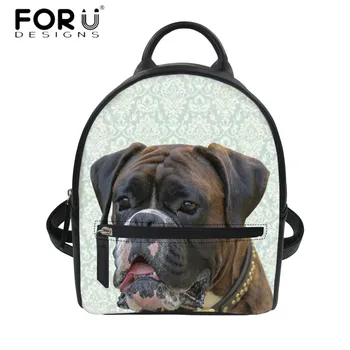 

FORUDESIGNS Cute 3D Animal Pug Dog Print Women Small Backpack High Quality PU Leather Female Rucksack Casual Travel Mini Bagpack