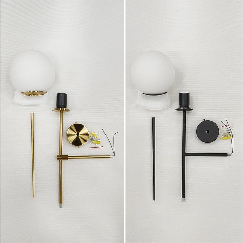 Linha Pós Moderna Bola de Vidro da Lâmpada de Parede Minimalismo Nórdico Levou Arandela Luminárias Luzes do Espelho do Banheiro Cabeceira Loft Decoração 4 Pós linha moderna lâmpada de parede minimalismo
