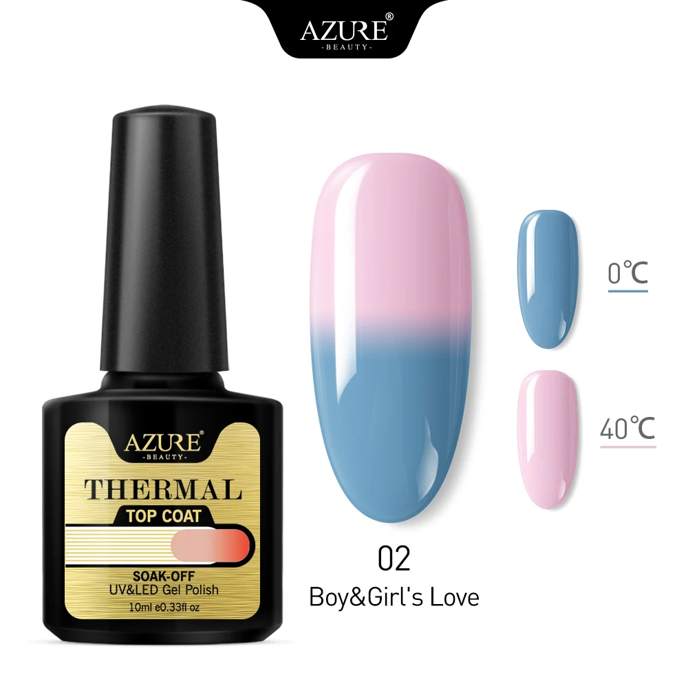 Azure Beauty НОВЫЙ Термальный верхний слой для замены ногтей Отшелушивающий лак гель