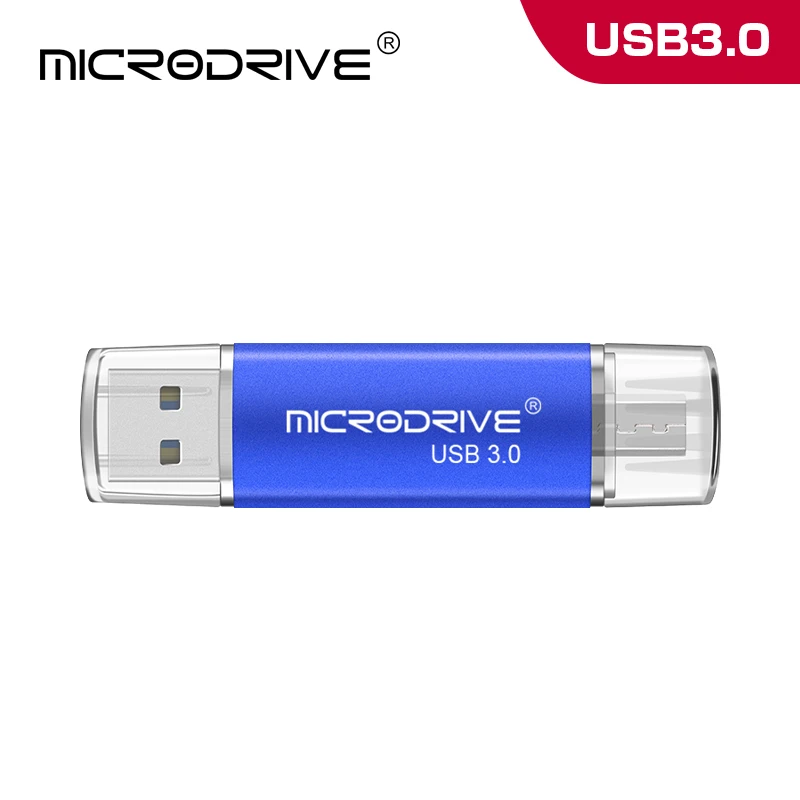 Высокоскоростной OTG флеш-накопитель usb 3,0, 16 ГБ, 32 ГБ, usb накопитель, внешний накопитель, 64 ГБ, 128 ГБ, флешка для смартфона - Цвет: Blue