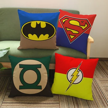 

Super Hero Symbol Print Decorative Pillow Case Batman Superman Cushion Cover For Sofa Car Office Seat Cushion Home Decor