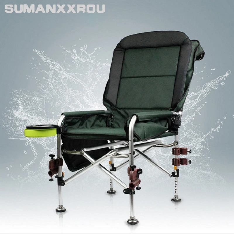 

Luxury Fishing Chair Aluminum Alloy Deckchairs Multifunctional Fishing Chair Outdoor Leisure Fishing Stool for Relaxed Fishing