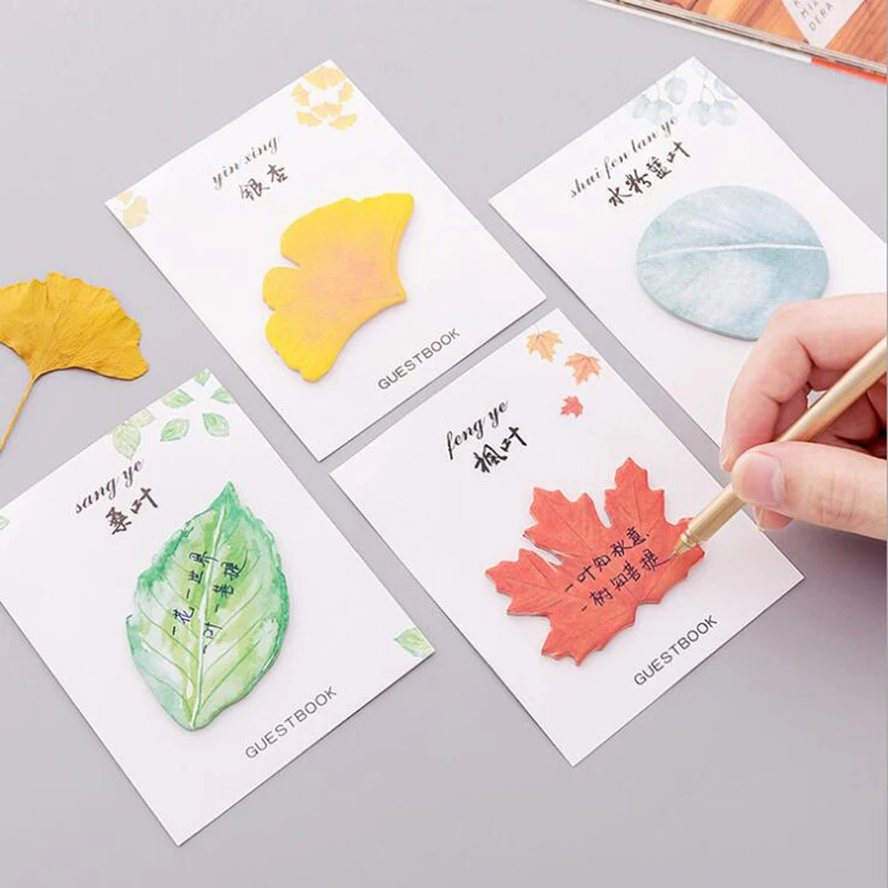 

1pc/28 Sheets Cute Creative Small Fresh Leaves Convenient Stickers Message Notes N Times Posted Children'S Stationery Stickers