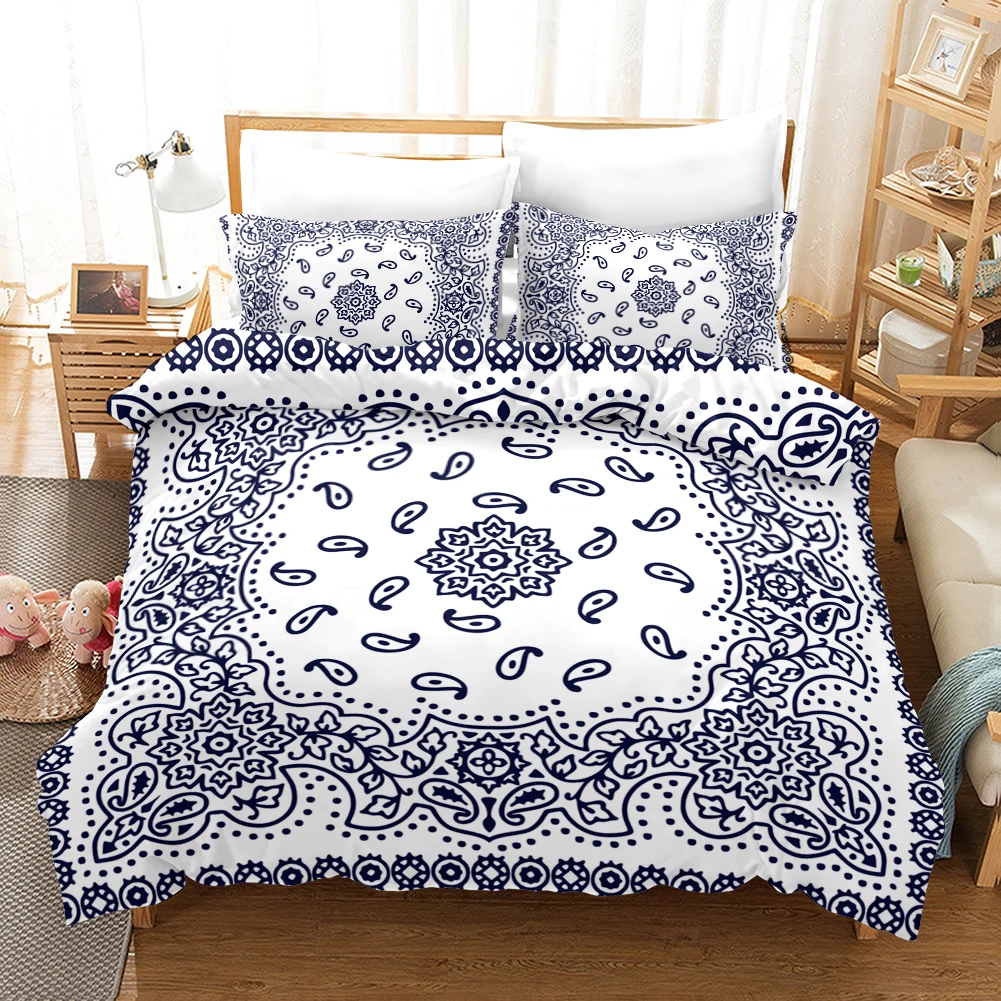 fanaijia boêmio king size conjuntos de cama flor azul capa edredão com fronha conjunto tamanho da rainha roupa cama