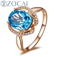 ZOCAI натуральная 3,0 Ct настоящий топаз 0,16 Ct настоящий diamond18K розовое золото кольцо с крапановой закрепкой камня Помолвочное, обручальное кольцо группа W06195