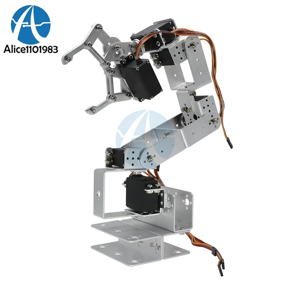 

Manipulator ROT3U 6DOF Aluminium Robot Arm Mechanical Robotic Clamp Claw for Arduino Silver