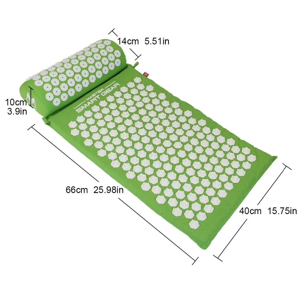 GR зеленый массажер для ног Подушка Акупрессура Массажный коврик снимает стресс боль Акупунктура Спайк йога коврик с подушкой