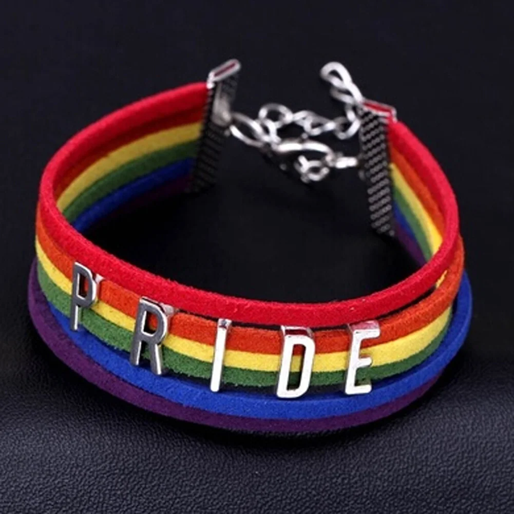 Hot Selling Handmade Pride LGBT Charm Heart Brainded Bracelet Rainbow