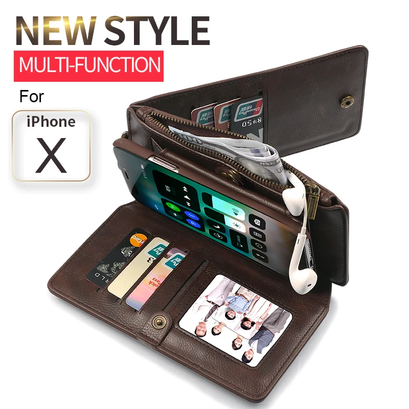 SZYSGSD Wallet Leather Cases Cover for iPhone 6S Case For iphone 8 X Card Slot Phone | Мобильные телефоны и аксессуары
