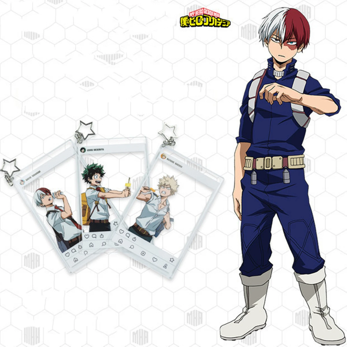 

Anime Boku No Hero Academia Keychain Izuku Midoriya Shouto Todoroki Katsuki Bakugou Key Chain Ornaments Cartoon Keyrings Pendant