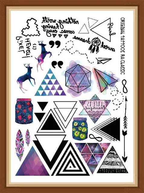 Style Multi-style Fashion Cool Temporary Tattoo Cartoon With Colorful Triangle 21x15cm Fake Tattoo Girl Boy Free Shipp Style Multi-style Fashion Cool Temporary Tattoo Cartoon With Colorful Triangle 21x15cm Fake Tattoo Girl Boy Free Shipp