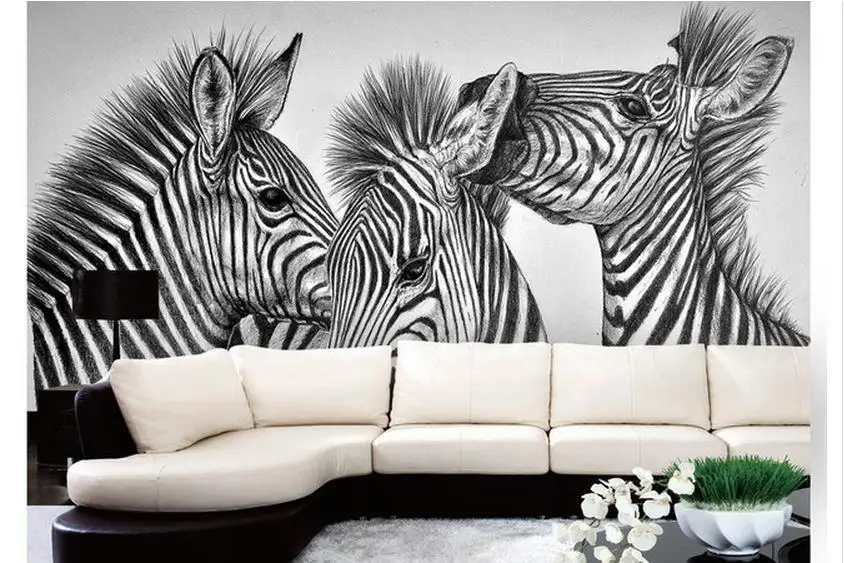 

Custom photo wallpapers 3d mural wallpaper Black and white and abstract the zebra sofa setting wall mural wall papers home decor