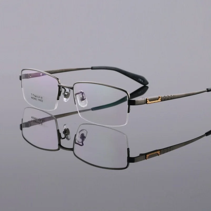 

Men Models Half Rim Optical Myopia Glasses Eyewear Pure Titanium Ultralight Business Man Eyeglasses Frames Prescription Glasses