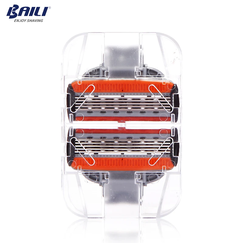 

BAILI 2pcs Men's Manual Barber 5 Layer Shaver Shaving System Razor Blades Cartridge Head Refill for Regal Series BP502