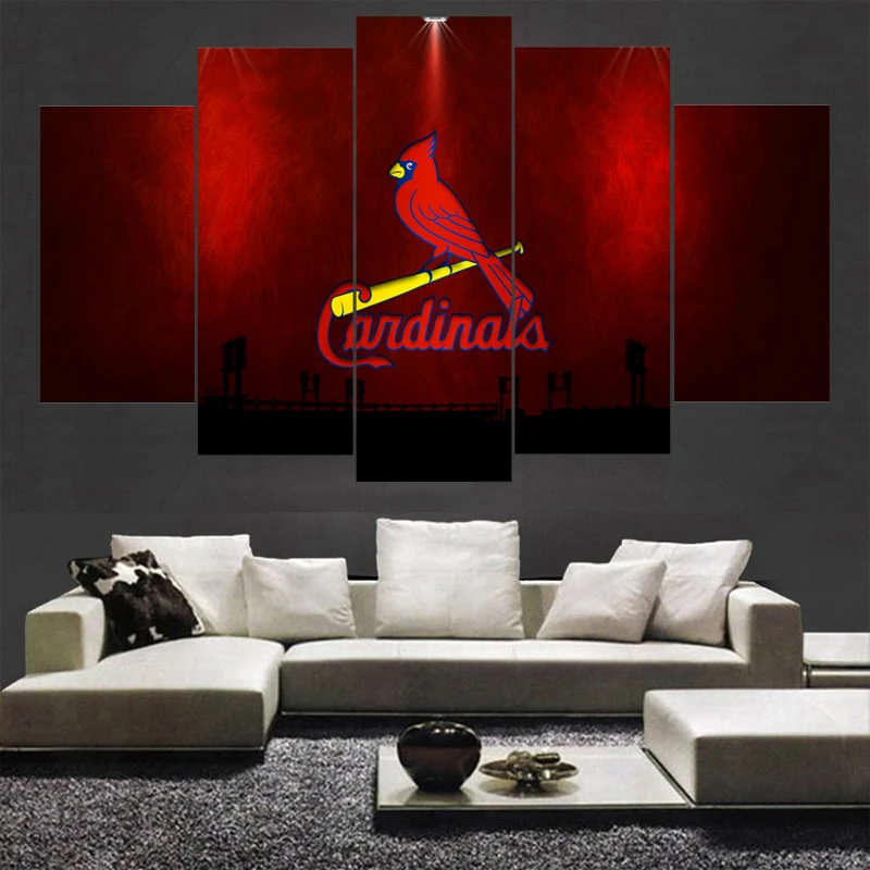 5 Panel St Louis Cardinals Fans Logo Canvas Painting Calligraphy