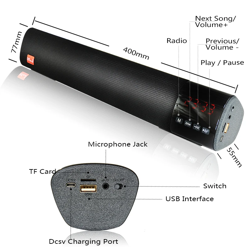 M& J беспроводной Bluetooth динамик 10 Вт 3D стерео звуковая система Поддержка TF карты FM USB AUX для домашнего кинотеатра ТВ ПК динамик смартфона